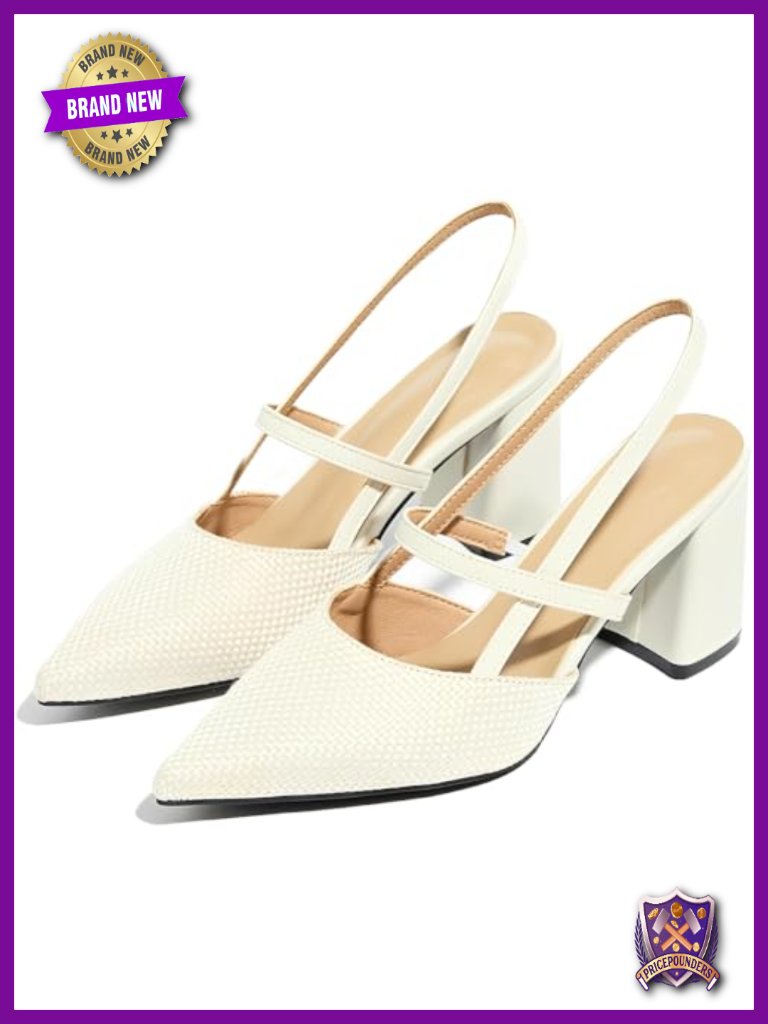 Linen Chunky Heel Sandals Pointed Toe Slingback